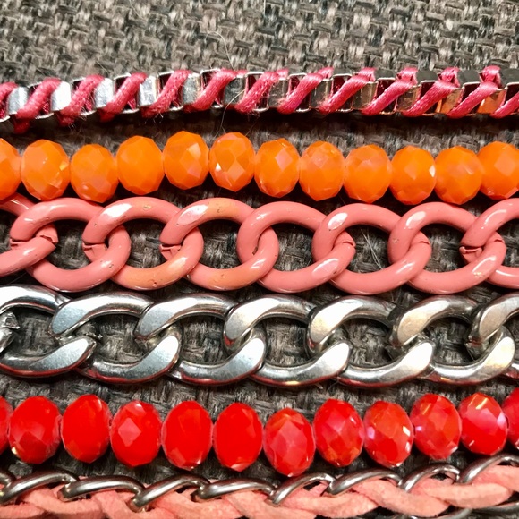 Donate 2/24=Chunky neon & orange bracelet TREND multi chain - Picture 4 of 6